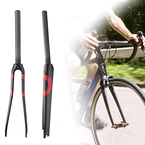 Mountain Bike Fork : ZQNHXY Road Bike Fork, Circular Tube Front Fork, Ultralight Carbon Fiber Road Bicycle Fork, 700C Cycling Fixed Gear Bike Front Fork, Red
