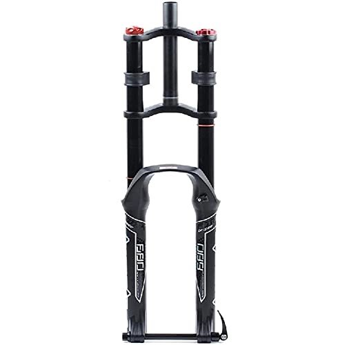 Mountain Bike Fork : ZQW 26 / 27.5 / 29 Inch Bicycle Forks, Double Shoulder Control MTB Downhill Suspension Fork Air Pressure Straight Pipe Ultralight Aluminum Alloy Shock Absorbers Rebound Adjust (Color : A, Size : 26inch)
