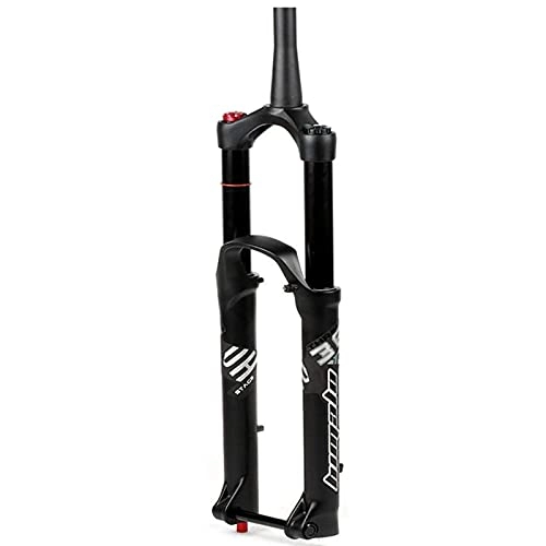 Mountain Bike Fork : ZQW 27.5 29 Inch Mountain Bike Fork, Bicycle Air Suspension Fork DH AM MTB Fork Hand Control Cone Tube 1-1 / 2" Disc Brake Thru Axle 15 * 110mm Travel 160mm (Color : A, Size : 29inch)