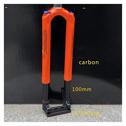 Mountain Bike Fork : ZSR-haohai Bicycle Carbon Fork MTB Mountain Bike Fork Air 27.5 29" RS1 ACS Solo 15MM*100 Predictive Steering Suspension Oil and Gas Fork (Color : 29 inch Orange)