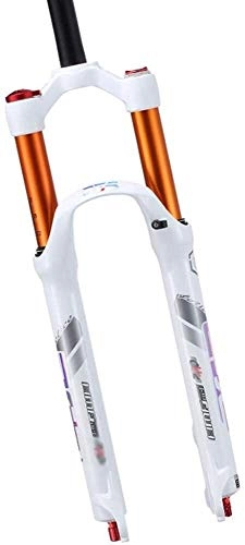 Mountain Bike Fork : Zwr Mountain bike fork 26"27.5" Air Fork, Double air chamber damping adjustment, bicycle suspension fork shoulder control Straight Tube Superlight alloy (Color : White, Size : 26inch)