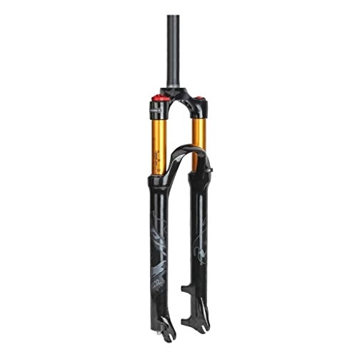 Mountain Bike Fork : ZYHDDYJ Bike Fork 26 Inch 27.5 Inch 29 Inch Mountain Bike Front Fork Double Air Chamber Fork Bicycle Magnesium Alloy Shock Absorber (Color : Black, Size : 26 inch)
