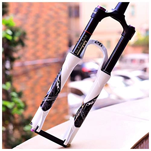 Mountain Bike Fork : zyy Suspension Fork, Damping Wire Control 26 / 27.5 / 29 Inch Straight For Mountain Bicycle Clarinet Damping Gas Fork (Color : White, Size : Spinal canal 27.5 inches)