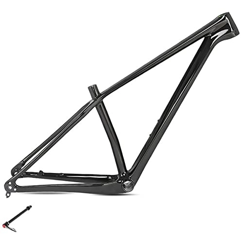 Mountain Bike Frames : 15'' / 17'' / 19'' Carbon Fiber Mountain Bicycle Frame 27.5 / 29er With BB92 MTB Frame Disc Brake Thru Axle 12x142mm Bike Frame (Color : Glossy black, Size : 27.5x17'')