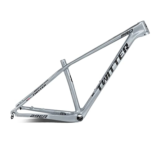 Mountain Bike Frames : 15'' / 17'' / 19'' Mountain Bike Frame 29ER 27.5ER Carbon Fiber Disc Brake Bicycle Frame Quick Release 5x135mm BB92 Bottom Bracket MTB Frame For XC (Color : Light Gray, Size : 19x29'')