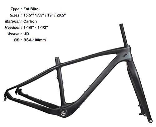 Mountain Bike Frames : 2019 Full Carbon UD Matte Mountain Bike MTB BSA Fat Bike Frame and Fork, 19