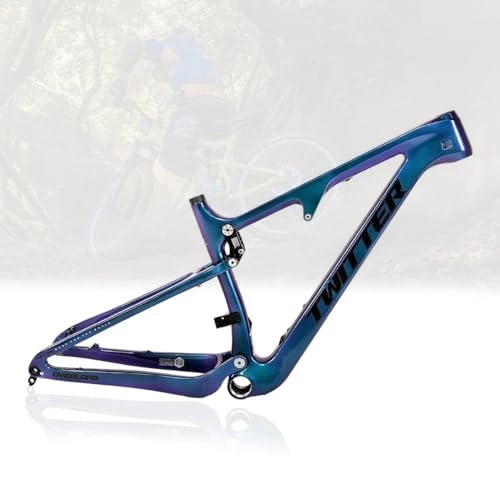 Mountain Bike Frames : 27.5 / 29er SoftTail Mountain Bike Frame 15'' / 17'' / 19'' / 21'' Carbon Fiber MTB Frame Disc Brake Travel 120mm Bicycle Frame BOOST Thru Axle 148mm T47 BSA Routing Internal ( Color : Svart , Size : 15*27.5i