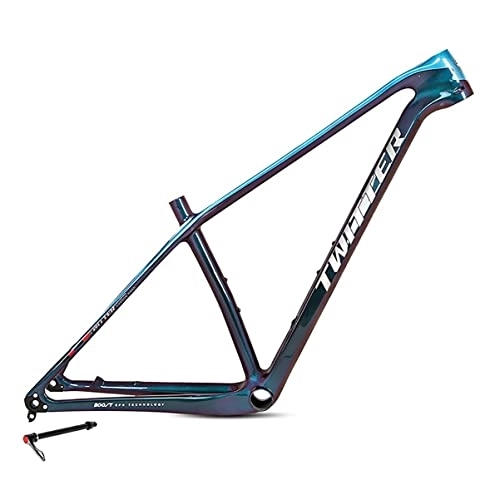 Mountain Bike Frames : 27.5in Mountain Bike Frame 15'' / 17'' / 19'' Carbon Fiber Disc Brake MTB Bicycle Frame Thru Axle 148mm BB92 Routing Internal BOOST Frame (Color : Blue, Size : 19x27.5'')