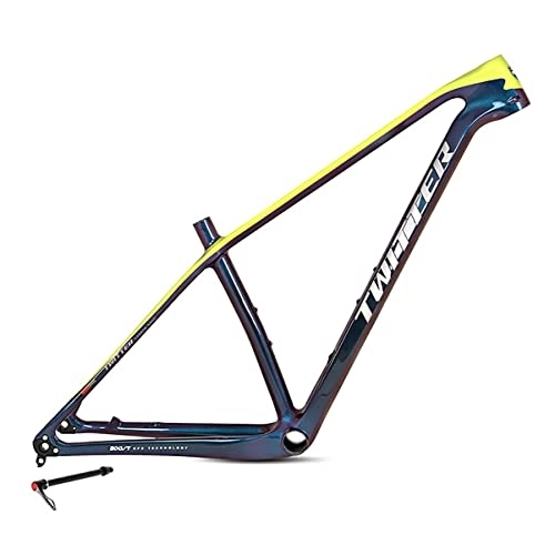 Mountain Bike Frames : 27.5in Mountain Bike Frame 15'' / 17'' / 19'' Carbon Fiber Disc Brake MTB Bicycle Frame Thru Axle 148mm BB92 Routing Internal BOOST Frame (Color : Green, Size : 15 * 27.5'')