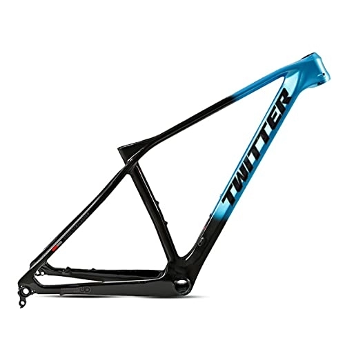 Mountain Bike Frames : 27.5inch Mountain Bike Frame 15'' / 17'' / 19'' Carbon Fiber Disc Brake Bicycle Frame Thru Axle 142mm BB92 Routing Internal XC Bike Accessories (Color : Blue, Size : 15x27.5'')