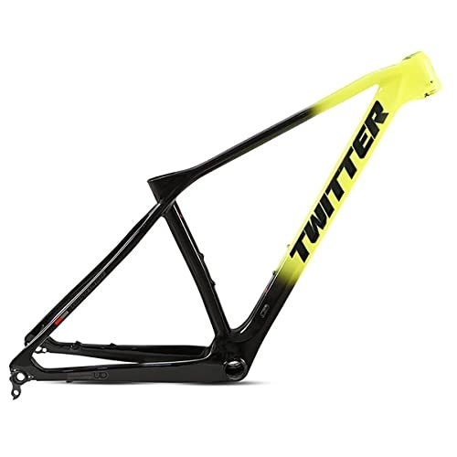Mountain Bike Frames : 29ER Disc Brake Bicycle Frame 15'' / 17'' / 19'' Carbon Fiber MTB Frame Thru Axle 142mm BB92 Mountain Bike XC Frame (Color : Yellow, Size : 19x29'')