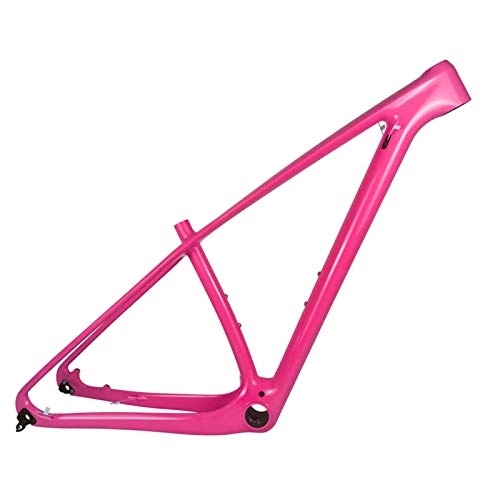 Mountain Bike Frames : 29er MTB Carbon Bike Frame 135x9 QR or 142x12 Carbon Mountain Bike Frame MTB Bicycle Frame (Color : Pink Glossy, Size : 16 17 inch (165 180cm))