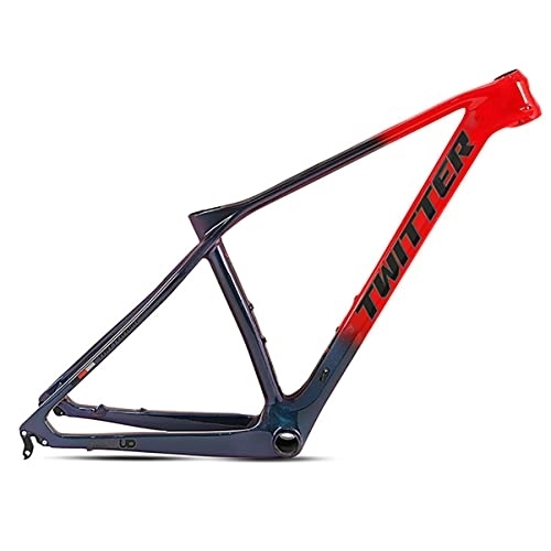 Mountain Bike Frames : 29in Carbon XC Trail Mountain Bike Frame Discoloration 15'' / 17'' / 19'' MTB Frame BB92 Disc Brake Quick Release Axle 135mm Routing Internal (Color : Red, Size : 15x29in)