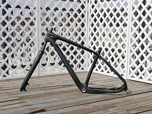 Mountain Bike Frames : 3K Carbon Fiber Glossy 29er Mountain Bike Frame 19" (for BSA) MTB Frame 135mm x 9mm QR and 142mm x 12mm Thru Axle Compatible Carbon Bicycle Fork 29