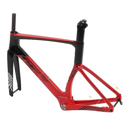 Mountain Bike Frames : Alomejor Road Bike Frame Kit, Carbon Fiber Internal Routing Disc Brake Front Fork Stem for Mountain and Road Bikes (XS-47CM)