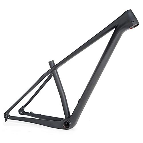 Mountain Bike Frames : AndyJerzy All Black Carbon Fiber Barrel Shaft Mountain Frame Cross-country Bicycle Frame Matt Light Hidden Disc Brakes (Color : Black, Size : 27.5Inch)
