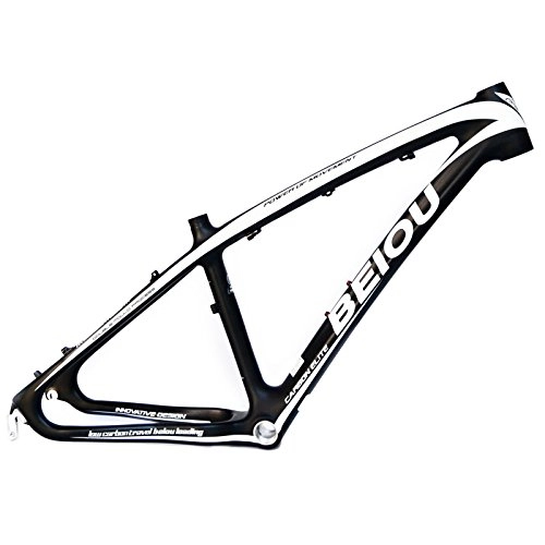 Mountain Bike Frames : BEIOU 3K Carbon Fiber Mountain Bike Frame 26-Inch Glossy Unibody External Cable Routing T700 Ultralight MTB B005X (Matte Black&white, 15-Inch)