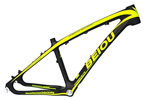 Mountain Bike Frames : BEIOU 3K Carbon Fiber Mountain Bike Frame 26-Inch Glossy Unibody External Cable Routing T700 Ultralight MTB B005X (Matte Black&Yellow, 15-Inch)