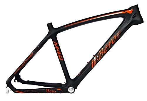 Mountain Bike Frames : BEIOU 3k Carbon Fiber Mountain Bike Frame T800 Ultralight 26" MTB Matte Black Unibody Internal Cable Routing B024 (Orange, 17-Inch)
