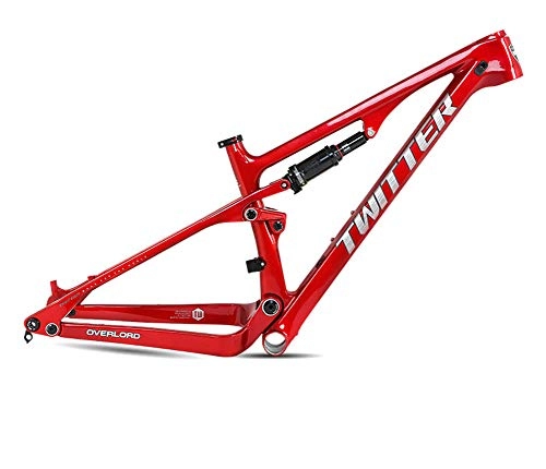 Mountain Bike Frames : BIKERISK Bicycle frame carbon fiber Mountain Bike Frame Full Lightweight Bicycle Frame 27.5 29er Bicycle Frame Internal Cable Routing AM XC MTB Bicycle Soft tail, discoloration red, 15.5