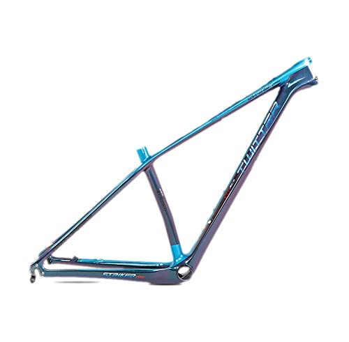 Mountain Bike Frames : BIKERISK Mtb Carbon Frame 27.5 29er Thru Axle 12 * 142mm XC Mountain Bike Carbon Fibre 18K UV Laser Discoloring, Blue, 27.5×15