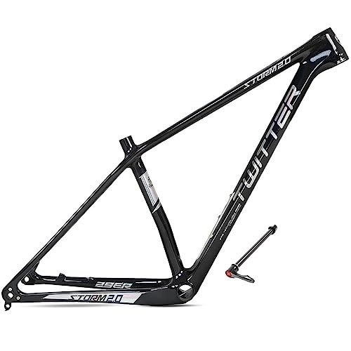 Mountain Bike Frames : Carbon Fiber MTB Frame 27.5er 29er Hardtail Mountain Bike Frame 15'' / 17'' / 19'' Thru Axle 12 * 142mm Frame Disc Brake Internal Routing (Color : Black, Size : 27.5x17'')