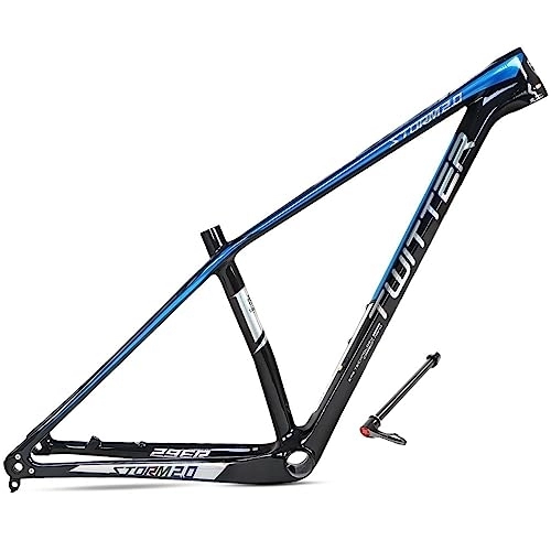 Mountain Bike Frames : Carbon Fiber MTB Frame 27.5er 29er XC Hardtail Mountain Bike Frame 15'' / 17'' / 19'' Mountain Bike Frame Disc Brake Thru Axle Internal Routing (Color : Black blue, Size : 27.5x15'')