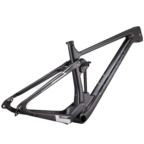 Mountain Bike Frames : DHNCBGFZ Carbon Suspension Frame Mountain Bike Frame 29er XC Soft Tail MTB Bike Suspension Frame 15'' 17'' 19'' Thru Axle 12×148mm With BB92 Routing Internal (Color : Black, Size : 29x15'')