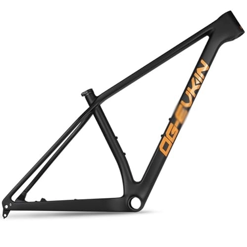 Mountain Bike Frames : DHNCBGFZ MTB Frame 29er Carbon Fiber Mountain Bike Frame Hardtail Mountain Bike Frame 17'' / 19'' Thru Axle 148 * 12MM Tire Support 2.4 Max Width BB92mm (Color : Orange, Size : 29x19'')