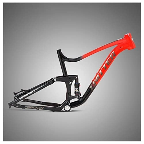 Mountain Bike Frames : FAXIOAWA Full Suspension MTB Frame 27.5 / 29er Trail Mountain Bike Frame 17'' / 19'' Travel 120mm XC / AM / DH Downhill Frame 12x148mm Thru Axle Boost, With Rear Shock (Color : Red, Size : 17'')