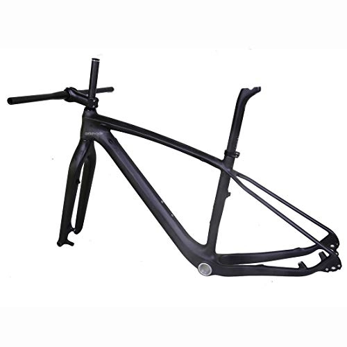 Mountain Bike Frames : FidgetGear 29er 19" Carbon MTB Bicycle Frame Fork Handlebar Stem UD Matt 142 Thru Axle BSA