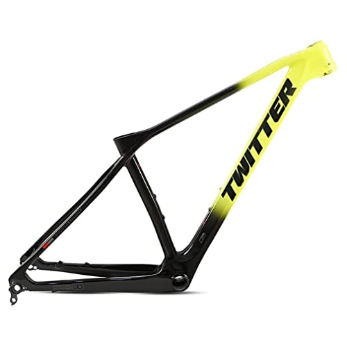 Mountain Bike Frames : Full Carbon MTB Frame 27.5er 29er Hardtail Mountain Bike Frame 15'' 17'' 19'' Disc Brake Bicycle Frame BB92 Tapered Headset Routing Internal Thru Axle 12X142mm (Color : Yellow, Size : 27.5x15'')