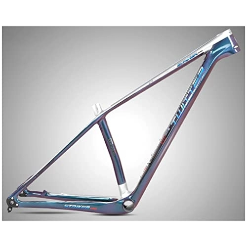 Mountain Bike Frames : Full Carbon MTB Frame 27.5er 29er XC Hardtail Mountain Bike Frame 15'' 17'' 19'' Discoloration BB92 Disc Brake Bicycle Frame Routing Internal Thru Axle 142x12mm ( Color : Silver , Size : 27.5x17'' )