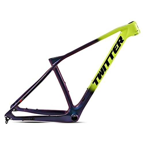 Mountain Bike Frames : Full Carbon MTB Frame 27.5er 29er XC Hardtail Mountain Bike Frame 15'' 17'' 19'' Internal Routing Discoloration Disc Brake Bicycle Frame, for Thru Axle 12x142 / 148mm (Color : Yellow, Size : 29x19'')