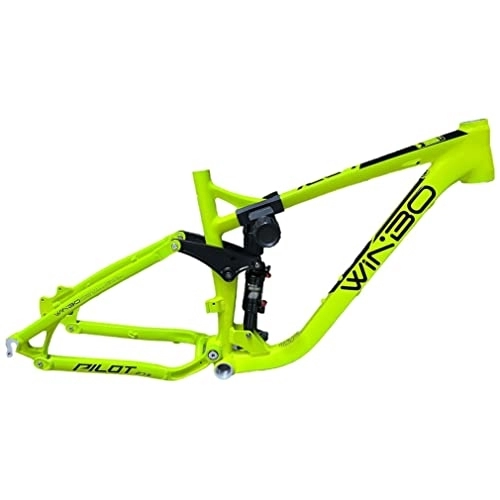 Mountain Bike Frames : Full Suspension Frame 26 / 27.5er Trail Mountain Bike Frame Aluminium Alloy Disc Brake Bicycle Frame Travel 120mm DH / XC / AM MTB Frame Quick Release 135mm, With Rear Shock ( Color : Yellow 26*17'' )