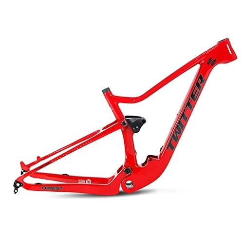 Mountain Bike Frames : Full Suspension Frame 27.5 / 29er SoftTrail Mountain Bike Frame Carbon Fiber Disc Brake Bicycle Frame Travel 120mm BOOST Thru Axle 12x148mm XC / AM MTB Frame BSA73 (Color : Red, Size : 15 * 27.5'')