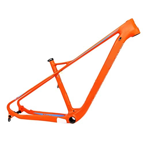 Mountain Bike Frames : GJZhuan Carbon Fiber Frame for a Bicycle, Ultra-lightweight 27.5 Inches Barrel Axle Mountain Bike Frame, Road Bike Frame. (Color : Orange)