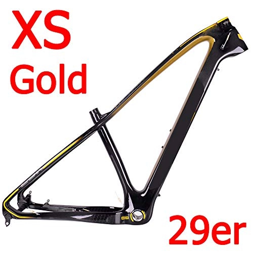 Mountain Bike Frames : Gold Mountain Carbon Bike Frame MTB Frame + Seat Clamp + Headset 2 Year Warranty 4, XS