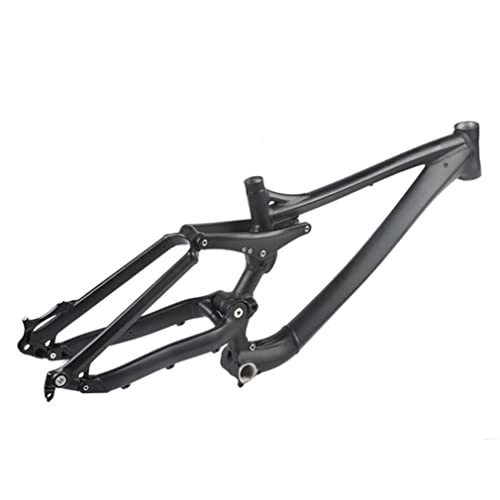 Mountain Bike Frames : HerfsT Downhill Mountain Bike Suspension Frame 26 / 27.5er DH / XC / AM MTB Frame 12 * 142mm Thru Axle Aluminum Alloy Frame Disc Brake (Size : M / Medium Black)