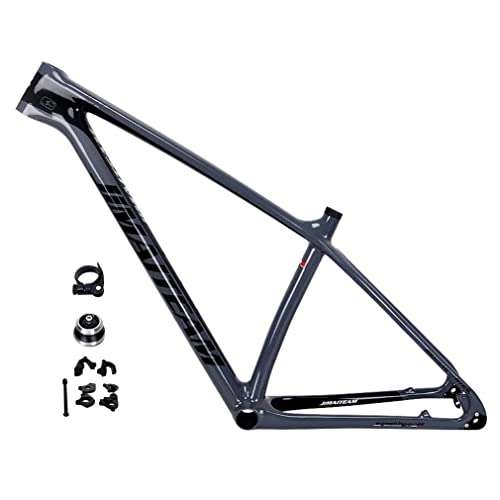 Mountain Bike Frames : HIMALO 27.5er 29er MTB Frame Carbon Hardtail Mountain Bike Frame 15 / 17 / 19'' Internal Routing Disc Brake Frame Thru Axle 142mm QR 135mm Interchangeable (Color : Dark Grey, Size : 27.5 * 17'')