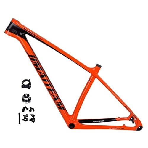 Mountain Bike Frames : HIMALO 27.5er 29er MTB Frame Carbon Hardtail Mountain Bike Frame 15 / 17 / 19'' Internal Routing Disc Brake Frame Thru Axle 142mm QR 135mm Interchangeable (Color : Orange, Size : 27.5 * 15'')