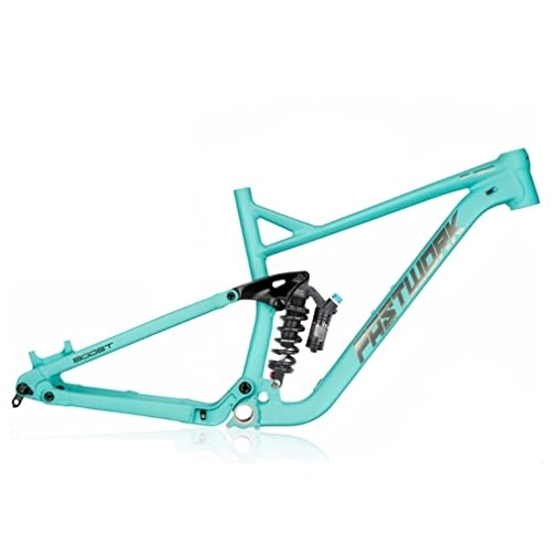 Mountain Bike Frames : HIMALO Downhill Suspension Frame 27.5er 29er Mountain Bike Frame 17'' / 19'' Disc Brake Thru Axle Boost MTB Frame XC / DH, with Rear Shocks (Color : Blauw, Size : 27.5x19'')