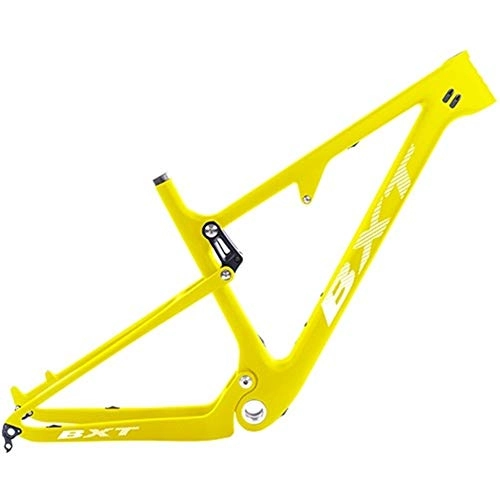 Mountain Bike Frames : HNXCBH Bicycle frameset Carbon Suspension MTB Bike Frame 29er 2.3" Mountain Frameset Boost Suspension Frame 148mm 142 * 12mm (Color : Full yellow, Size : 148mm M matte)