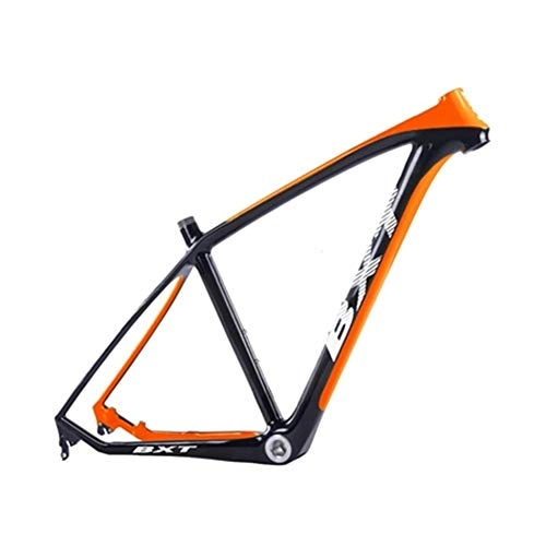 Mountain Bike Frames : HNXCBH Bicycle frameset MTB Carbon Frame 29in Carbon Mountain Bike Frame 142 * 12 Or 135 * 9mm Bicycle Frame 3K Matt / Glossy MTB Frame (Color : Half orange, Size : 17.5inch glossy)