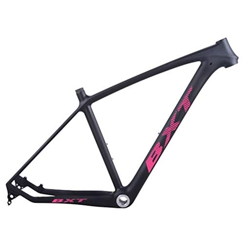 Mountain Bike Frames : HNXCBH Bicycle frameset MTB Carbon Frame 29in Carbon Mountain Bike Frame 142 * 12 Or 135 * 9mm Bicycle Frame 3K Matt / Glossy MTB Frame (Color : Pink logo, Size : 17.5inch matt)