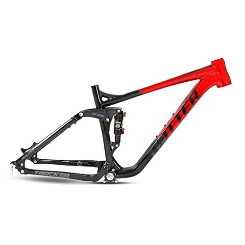 Mountain Bike Frames : Hrsein Aluminum alloy full-suspension mountain frame, soft tail frame AM with shock absorber, air chamber preload available, adjustable stroke, B, 29 * 17 inches