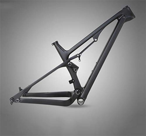 Mountain Bike Frames : Hrsein Carbon fiber mountain frame shock absorber, all black standard barrel shaft 148 soft tail frame, durable, strong and light weight frame, 27.5 inches * 19 inches