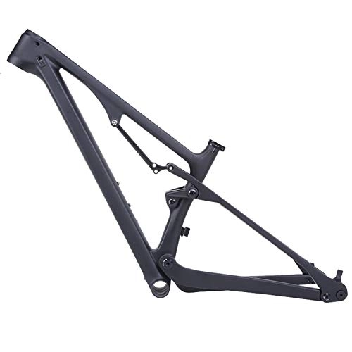 Mountain Bike Frames : Huachaoxiang Bicycle Frame Mountain Bike Frame with Carbon Fiber Suspension Full Suspension Bicycle Accessories Increase, Black, 15.5in