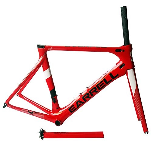 Mountain Bike Frames : KYEEY Bicycle Frame Set Carbon Fiber Road Frame Bicycle Frame Red Applicable Size: 50.5CM / 53CM / 56CM Red Bicycle Accessories (Color : Red, Size : One size)