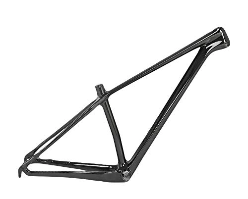 Mountain Bike Frames : LIDAUTO MTB Mountain Bike Frame Full Carbon Fiber Off-Road 17" Hight Fit for 27.5inch WheelSet No Logo, Bright-Black